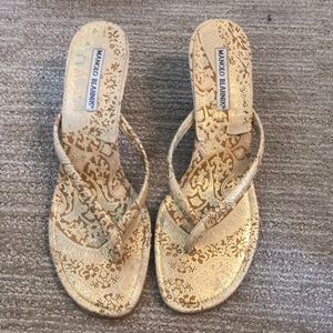 Manolo Blahnik thong kitten heel sandal